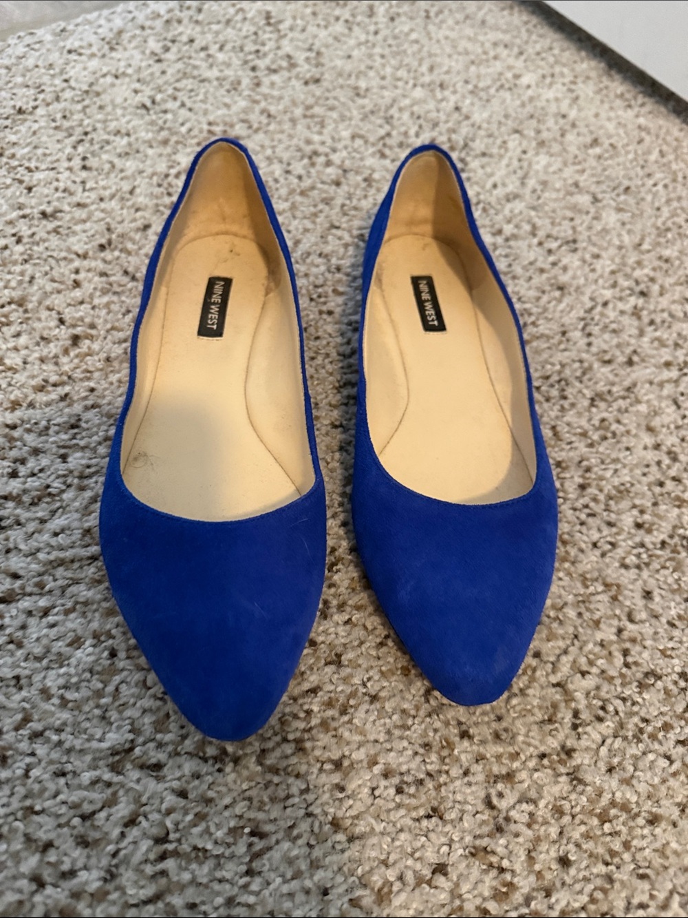 Nine West Blue Suede Pointed Toe Flats – Classic Workwear Style size 8